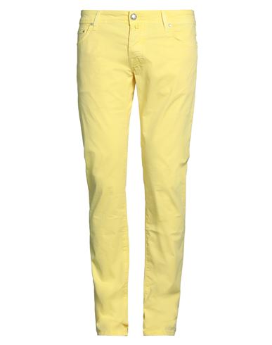 Shop Jacob Cohёn Man Pants Yellow Size 34 Cotton, Elastane