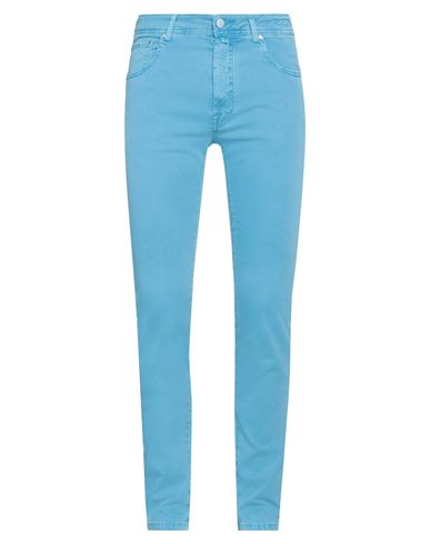 Shop Jacob Cohёn Man Pants Azure Size 32 Cotton, Lyocell, Elastane In Blue