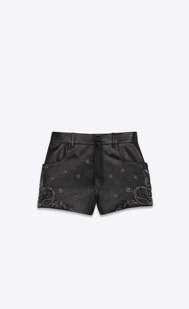 Shorts in lambskin with bandana embroidery