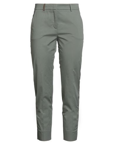 Peserico Woman Pants Sage Green Size 8 Cotton, Elastane In Green