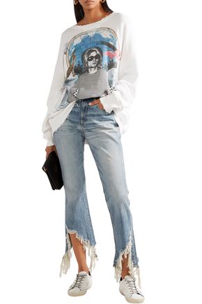 R13 Kick Fit Distressed Mid-rise Flared Jeans In Light Denim