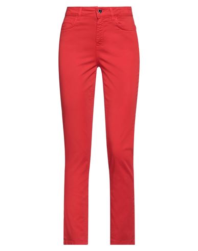 Woman Pants Red Size 26 Cotton, Elastane