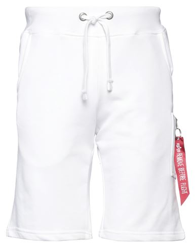 Alpha Industries Man Shorts & Bermuda Shorts White Size S Cotton, Polyester