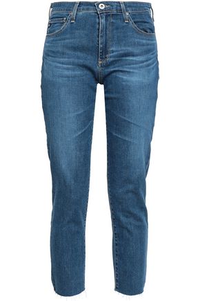 AG JEANS Cropped faded mid-rise slim-leg jeans