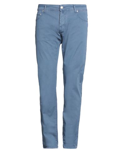 Shop Jacob Cohёn Man Pants Pastel Blue Size 35 Cotton, Elastane