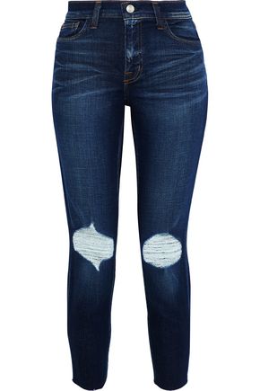 L'AGENCE Abigail cropped distressed high-rise slim-leg jeans