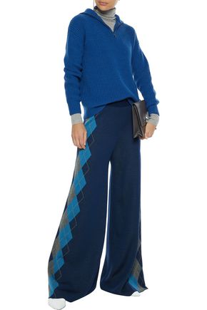 Click to view more detailed imagery on our partner's website Stella Mccartney Woman Wool-Jacquard Wide-Leg Pants Azure