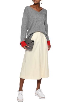 Click to view more detailed imagery on our partner's website Stella Mccartney Woman Oliver Pleated Wool Culottes Ivory