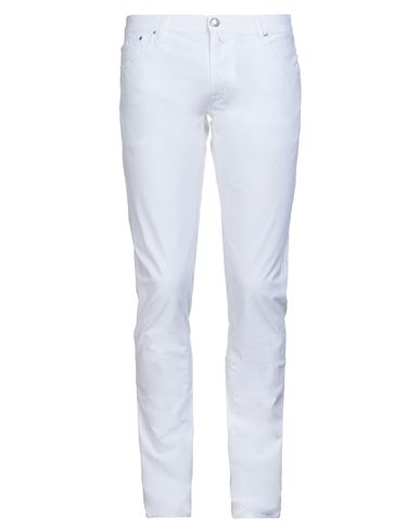 Jacob Cohёn Man Pants White Size 33 Cotton, Elastane, Soft Leather
