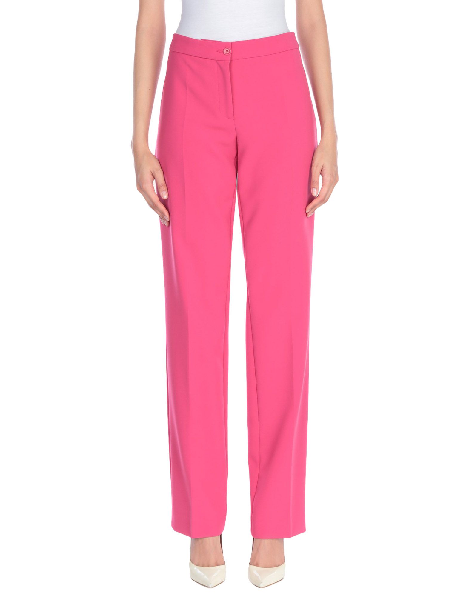 Moschino High-waisted Straight Leg Trousers With Belt Loops In Pink