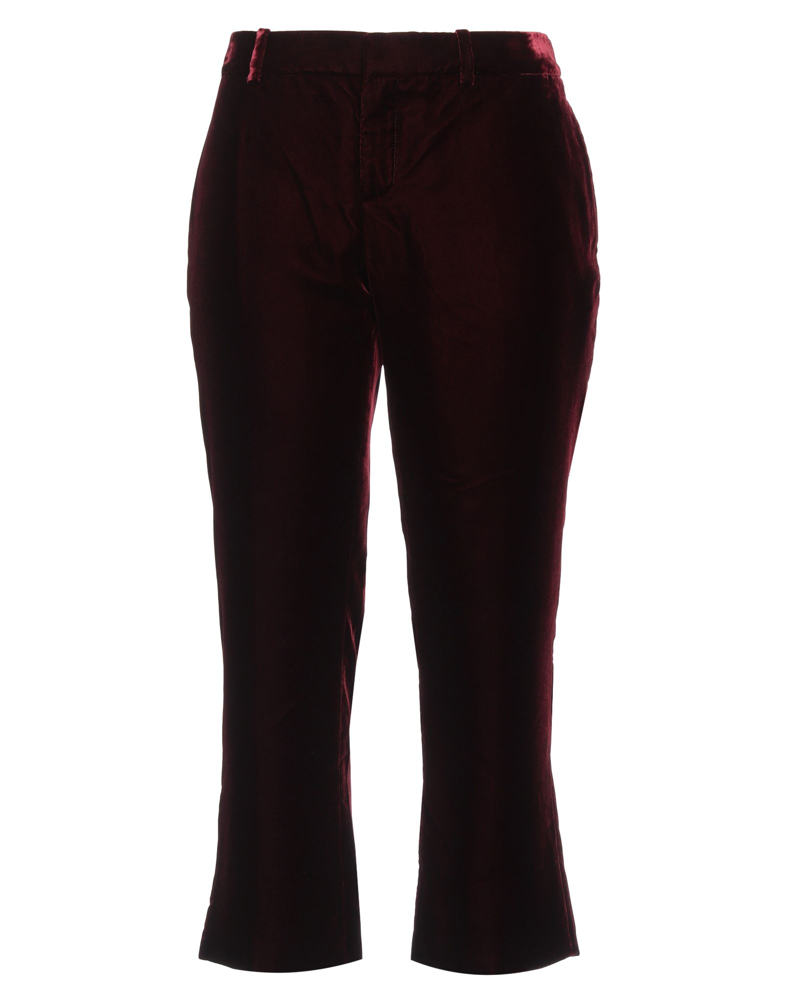 Shop Saint Laurent Woman Cropped Pants Burgundy Size 8 Viscose, Cupro, Silk In Red