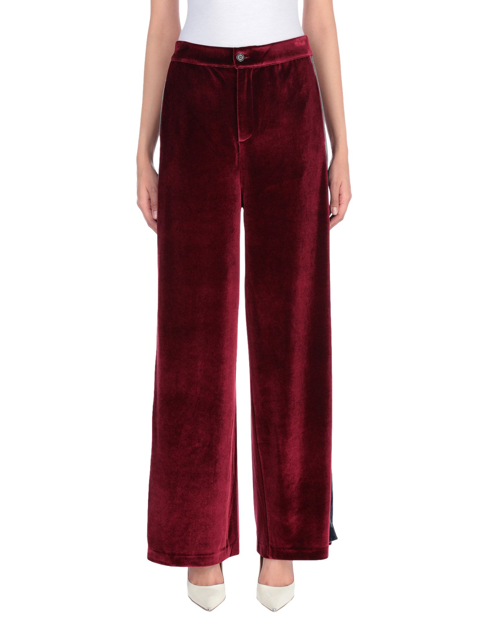 Shop Black Coral Woman Pants Burgundy Size 6 Polyester, Carbon Fiber In Red