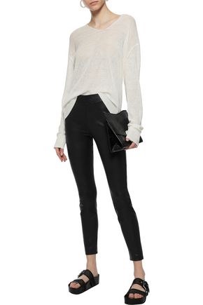 Click to view more detailed imagery on our partner's website Theory Woman Adbelle Cropped Stretch-leather Leggings Black