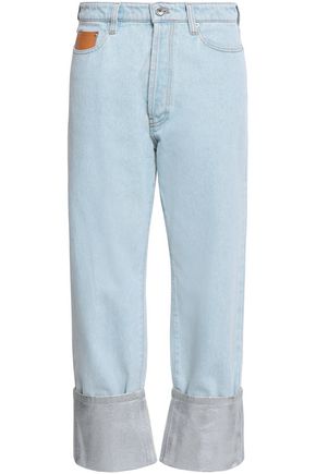 PACO RABANNE Appliquéd metallic high-rise straight-leg jeans