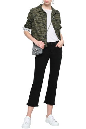 Click to view more detailed imagery on our partner's website Current Elliott Current/elliott Woman Frayed Mid-rise Kick-flare Jeans Black