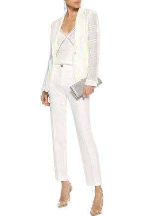 Click to view more detailed imagery on our partner's website Versace Woman Silk-Cady Slim-Leg Pants White