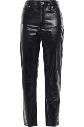 IRO Laker cropped glossed-leather tapered pants
