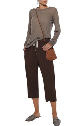 Rick Owens Astaire Cropped Wool-crepe Straight-leg Pants In Merlot