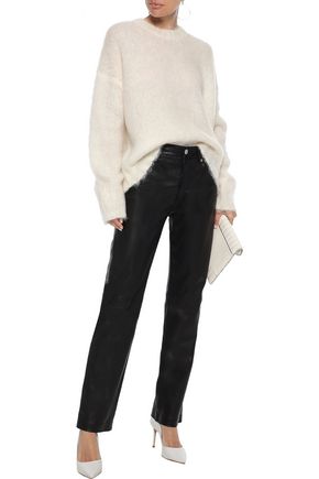 Helmut Lang Woman Leather Straight-leg Pants Black