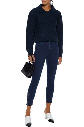 J BRAND J BRAND WOMAN 835 CROPPED MID-RISE SKINNY JEANS DARK DENIM,3074457345621266162