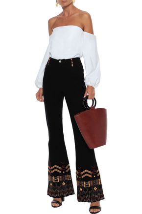 Camilla The Path Embellished High-rise Flared Jeans In Black