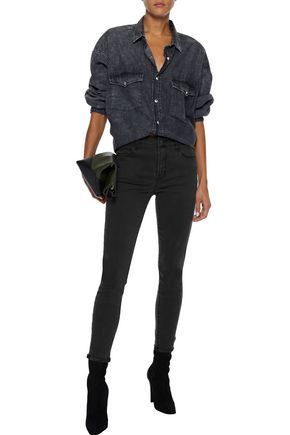 Click to view more detailed imagery on our partner's website J Brand Woman Alana Cropped High-Rise Skinny Jeans Black