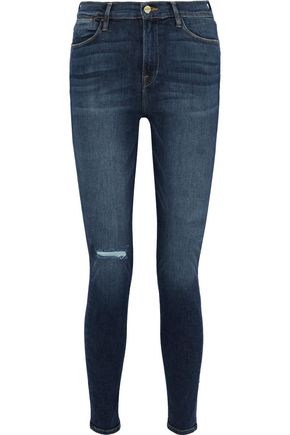 FRAME Le High Skinny faded high-rise skinny jeans