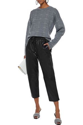 Walter Baker Minh Cropped Leather Tapered Trousers In Black