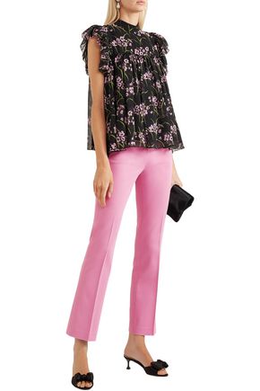 Giambattista Valli Cropped Cotton-blend Straight-leg Pants In Pink
