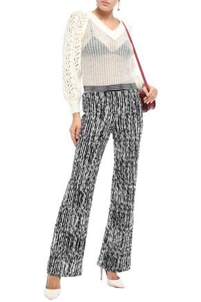 Missoni Crochet-knit Wool-blend Bootcut Trousers In Black