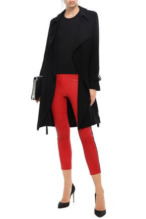 Sprwmn Woman Cropped Striped Stretch-leather Leggings Red
