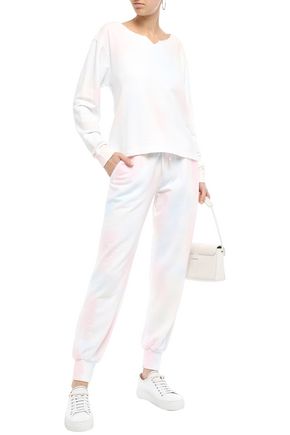Current Elliott Tie-dyed French Cotton-terry Track Pants In Pastel Pink