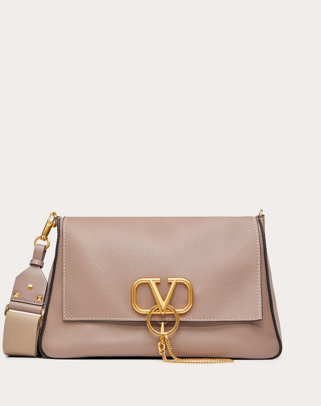 Large VRING Grainy Calfskin Crossbody Bag for Woman | Valentino Online ...