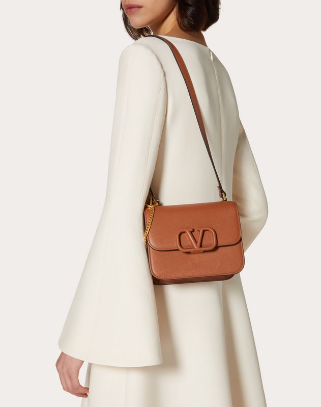 Small VSLING Grainy Calfskin Shoulder Bag for Woman | Valentino Online ...
