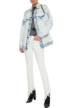 Shop R13 Kate Distressed Low-rise Skinny-leg Jeans In White