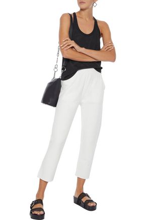 Rag & Bone Cropped French Cotton-terry Straight-leg Pants In Ivory