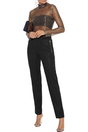 ALEXANDRE VAUTHIER METALLIC STRETCH-KNIT TAPERED PANTS,3074457345621585237