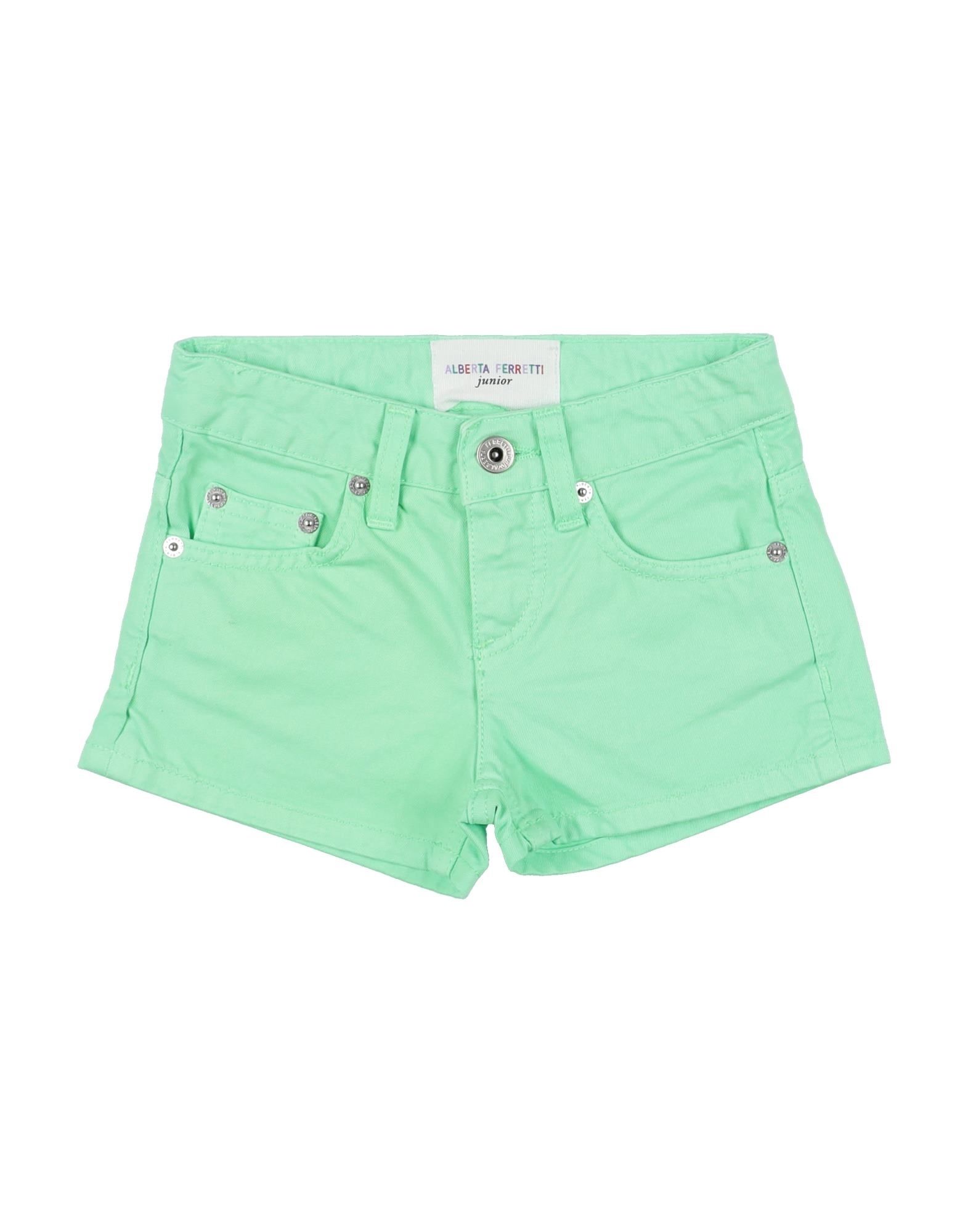 Shop Alberta Ferretti Toddler Girl Denim Shorts Acid Green Size 6 Cotton