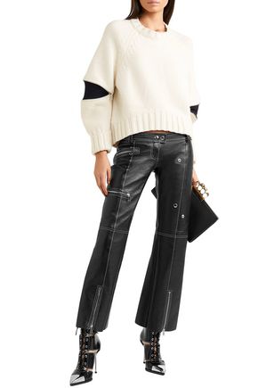 Alexander Mcqueen Zip-detailed Textured-leather Straight-leg Trousers In Black