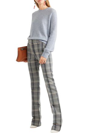 Stella Mccartney Checked Wool And Cotton-blend Twill Slim-leg Pants In Gray
