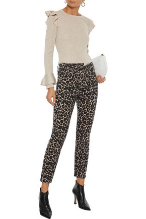 ALICE AND OLIVIA GOOD CROPPED LEOPARD-PRINT HIGH-RISE SKINNY JEANS,3074457345621620086
