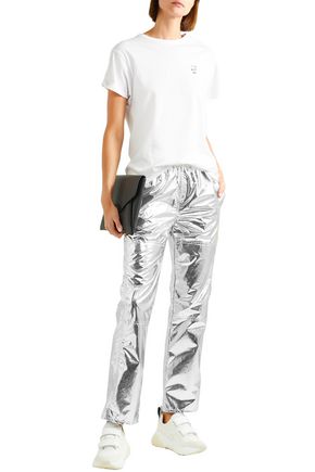Mm6 Maison Margiela Foiled Shell Track Pants In Silver