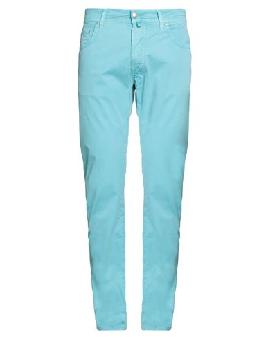 Shop Jacob Cohёn Man Pants Turquoise Size 30 Cotton, Elastane In Blue