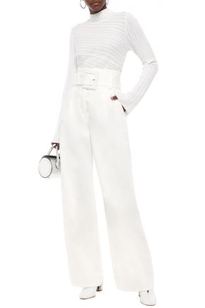 Proenza Schouler Belted Pleated High-rise Wide-leg Jeans In White