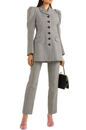 ERDEM EMANUELLE PRINCE OF WALES CHECKED SILK-BLEND STRAIGHT-LEG trousers,3074457345621690420