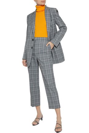 Tibi James Cropped Checked Jacquard Straight-leg Pants In Anthracite