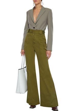 PROENZA SCHOULER COTTON-TWILL FLARED PANTS,3074457345621771325