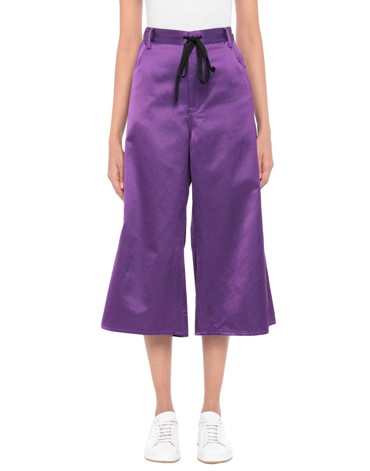 《セール開催中》MM6 MAISON MARGIELA レディース カプリパンツ パープル 40 コットン 58% / レーヨン 42%