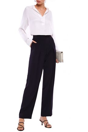 VICTORIA BECKHAM CRYSTAL-EMBELLISHED SATIN-CREPE WIDE-LEG PANTS 3074457345621891918