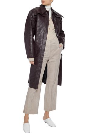 Joseph Ridge Cropped Suede Flared Pants In Neutral